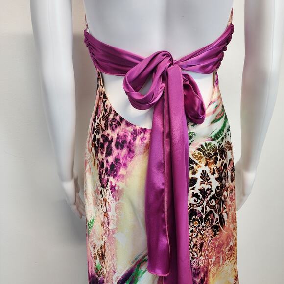 Vtg B. Darlin Y2K Halter Satin Maxi Dress 11/12 Formal Resort Cruise Mardi Gras - Picture 7 of 16